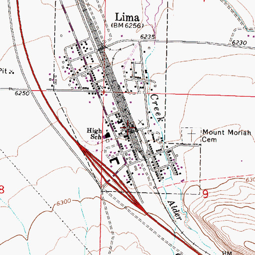 Topographic Map of Lima, MT