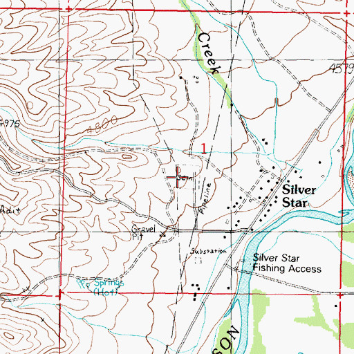 Topographic Map of Silver Star Cemetery, MT