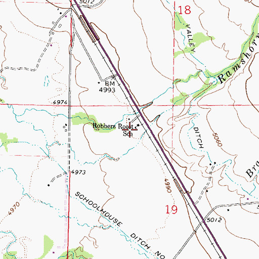 Topographic Map of Robbers Roost (historical), MT