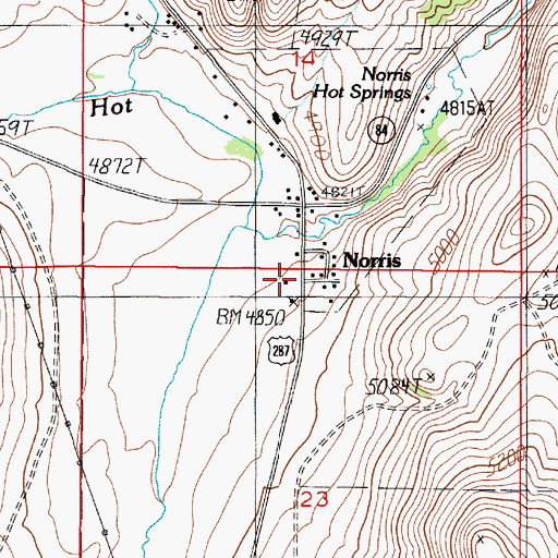 Topographic Map of Norris (historical), MT