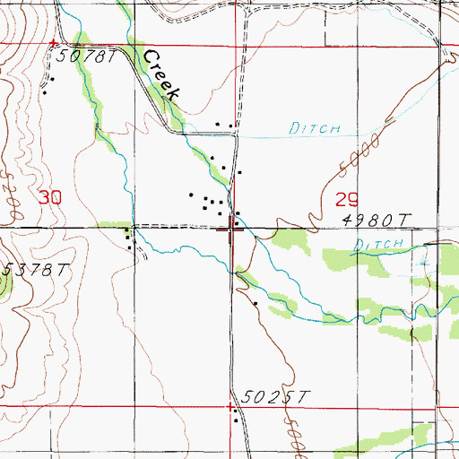 Topographic Map of Meadow Creek School (historical), MT
