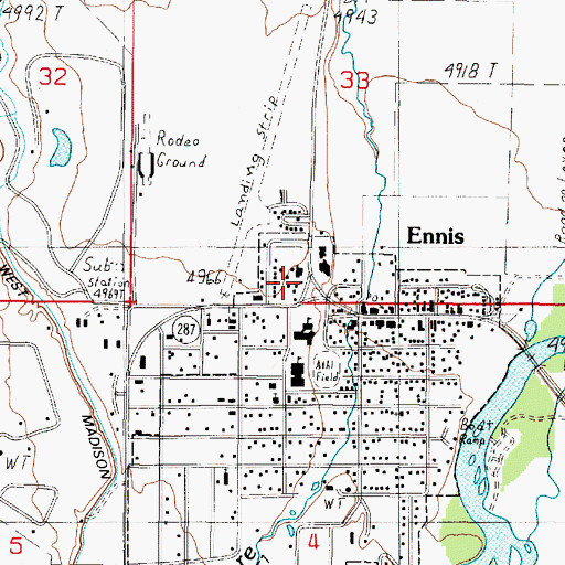 Topographic Map of Madison Valley Public Library, MT