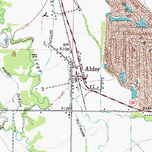 Topographic Map of Alder Post Office, MT