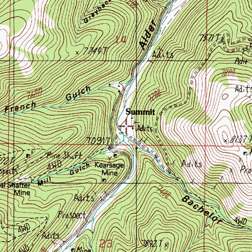 Topographic Map of Summit Post Office (historical), MT