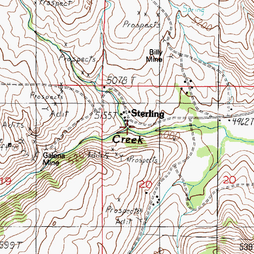 Topographic Map of Sterling Post Office (historical), MT