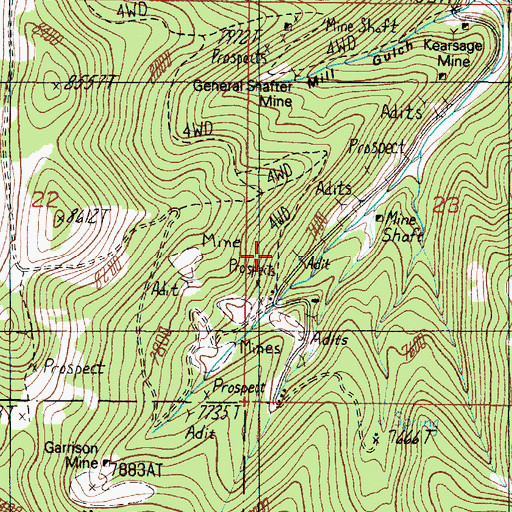 Topographic Map of Union City (historical), MT