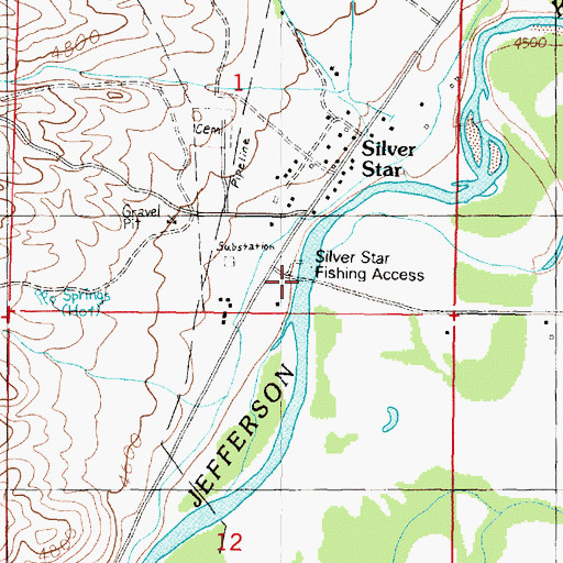Topographic Map of Silver Star Bridge, MT