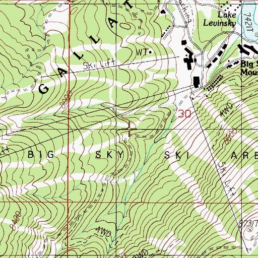 Topographic Map of Sixth Gully Ski Trail, MT