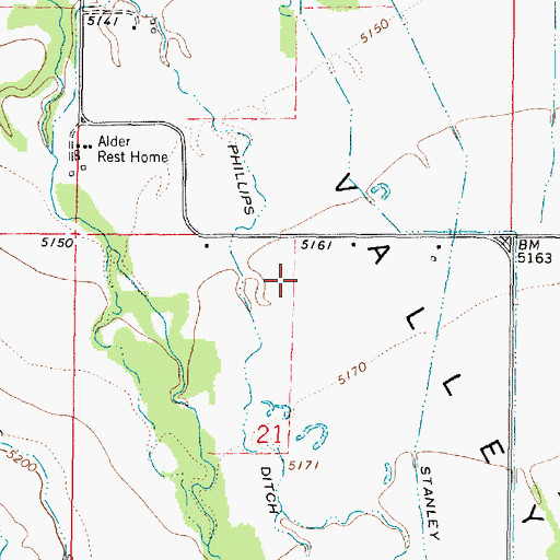 Topographic Map of Ruby Valley Historical Marker, MT