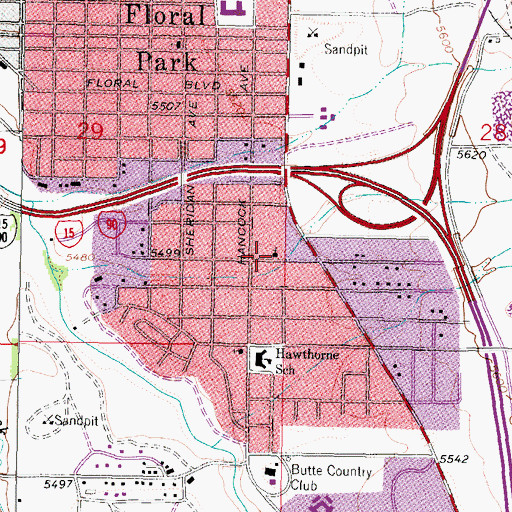 Topographic Map of Hannibal Street Baptist Church, MT