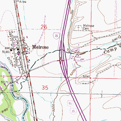 Topographic Map of Interchange 93, MT