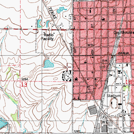 Topographic Map of First Baptist Church, OK