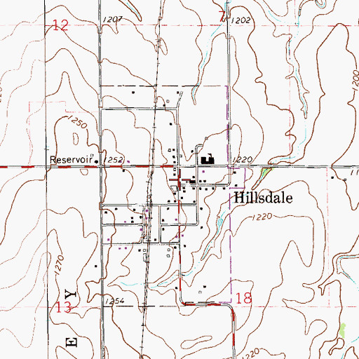Topographic Map of Hillsdale Bible Church, OK