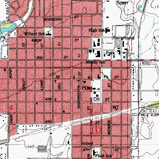 Topographic Map of Church of Christ, OK