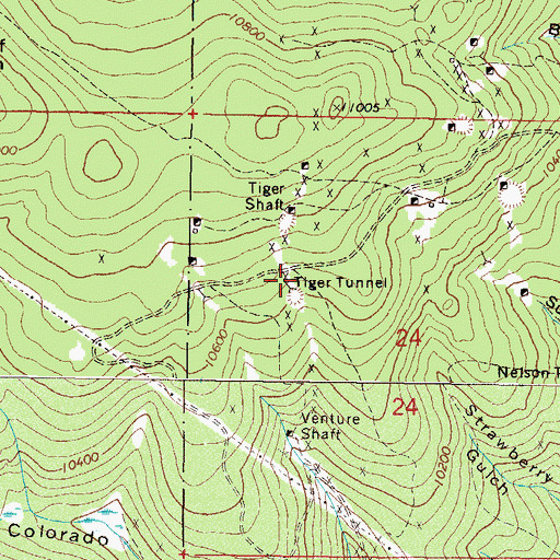 Topographic Map of Tiger Tunnel, CO
