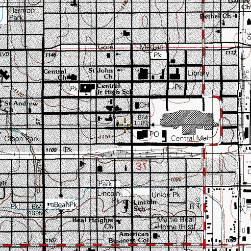 Topographic Map of First Church of Christ, OK