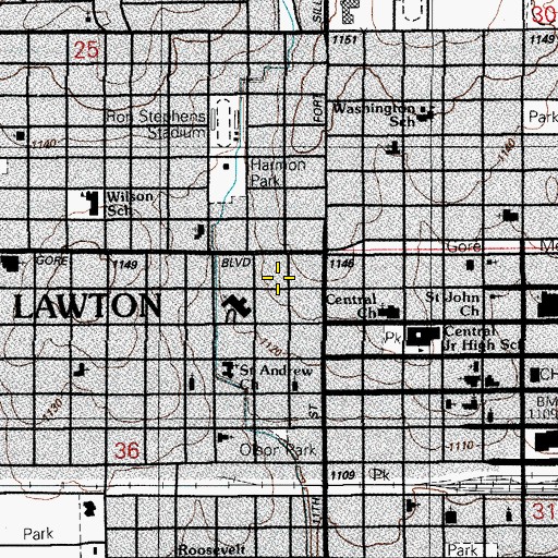 Topographic Map of Free Gospel Church-Our Lord, OK