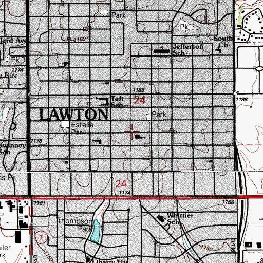 Topographic Map of Lawton Heights United Methodist Church, OK