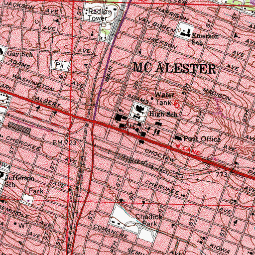 Topographic Map of Grand Avenue United Methodist Church, OK