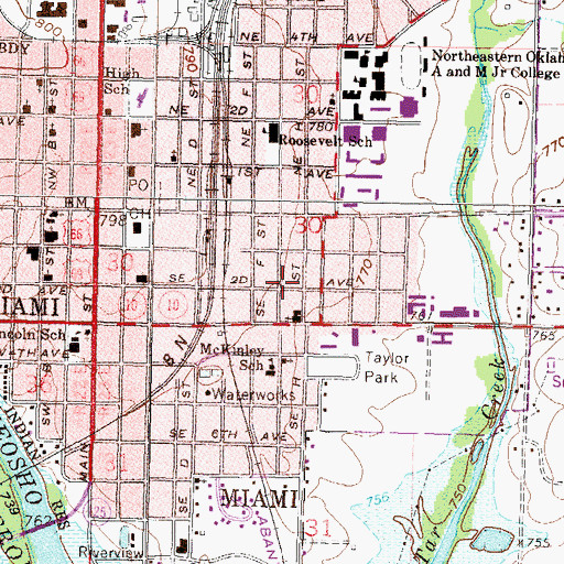 Topographic Map of Immanuel Baptist Church, OK