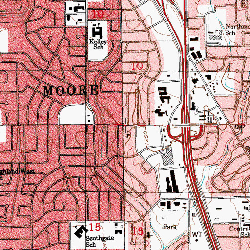 Topographic Map of First Presbyterian Church, OK
