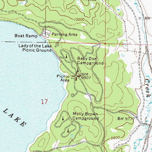 Topographic Map of Baby Doe Campground, CO