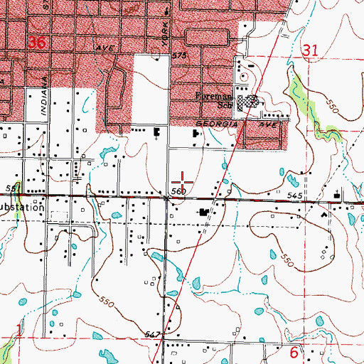 Topographic Map of Southeast Baptist Church, OK
