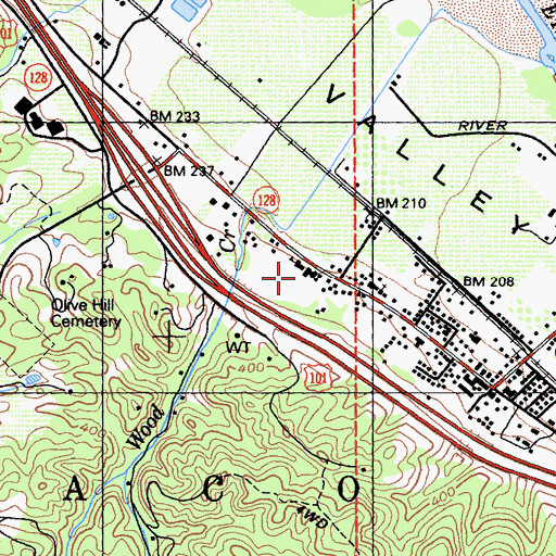 Topographic Map of Geyserville Elementary School, CA