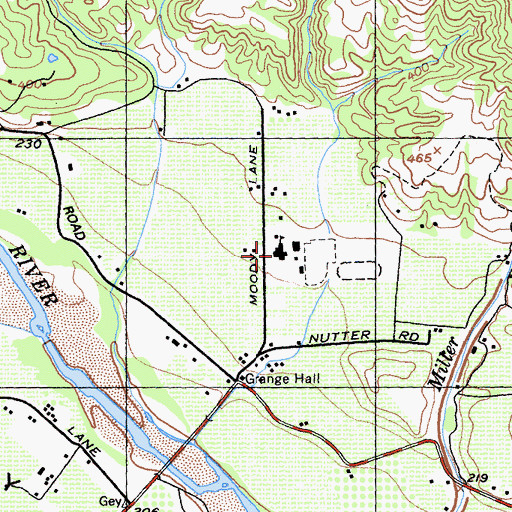 Topographic Map of Geyserville High School, CA