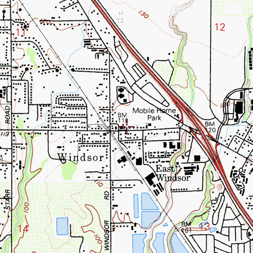 Topographic Map of Windsor Presbyterian Church, CA