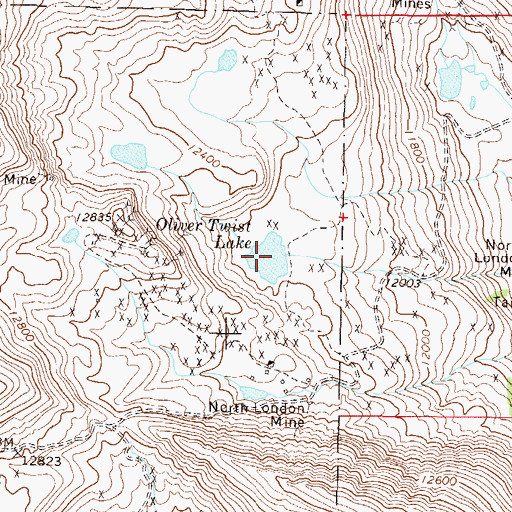 Topographic Map of Oliver Twist Lake, CO