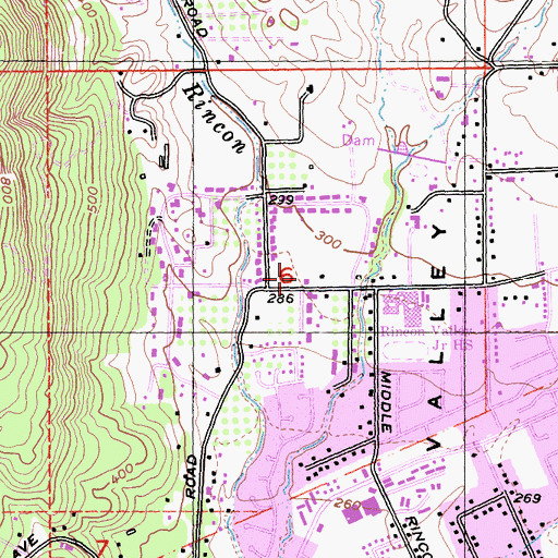Topographic Map of Rincon Valley Christian School, CA