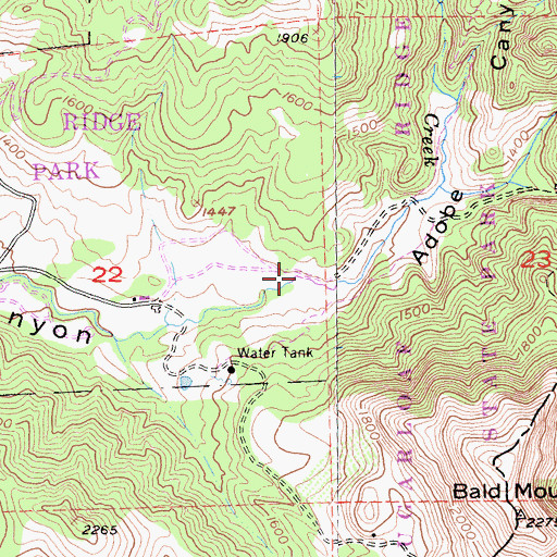 Topographic Map of Meadow Trail, CA