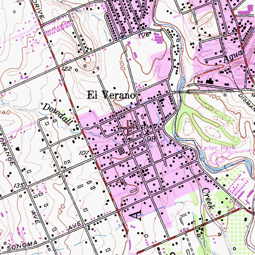 Topographic Map of El Verano Post Office, CA