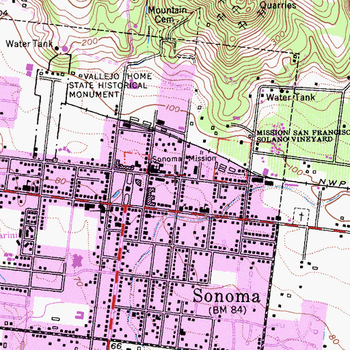 Topographic Map of Adam Adler House, CA