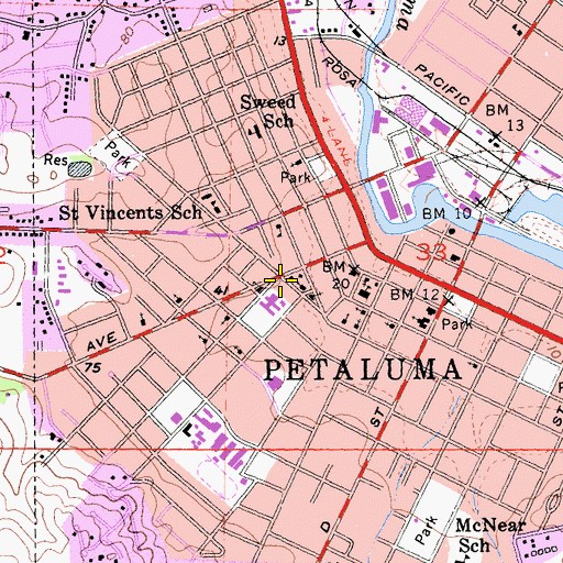 Topographic Map of Five Corners Community Center, CA