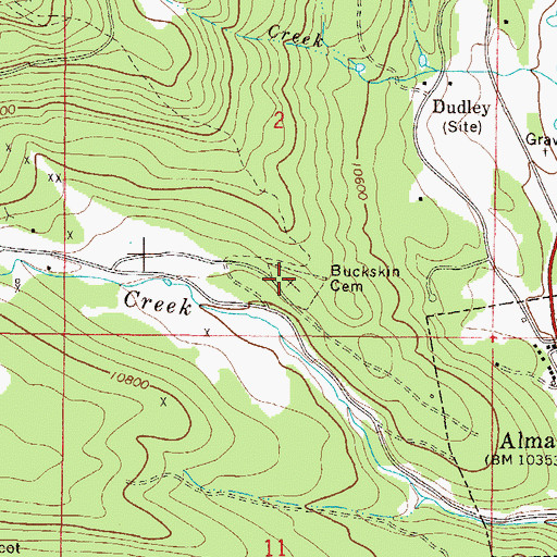 Topographic Map of Buckskin Cemetery, CO