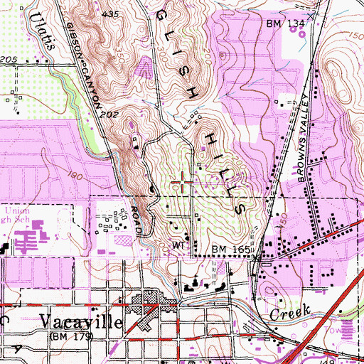 Topographic Map of Church of the Nazarene of Vacaville, CA