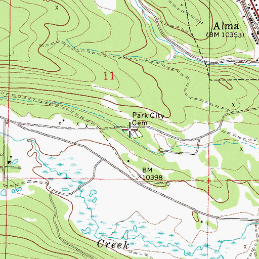 Topographic Map of Park City Cemetery, CO
