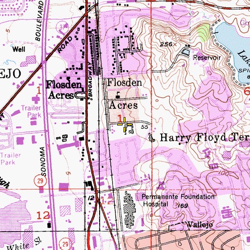 Topographic Map of John Finney High School, CA