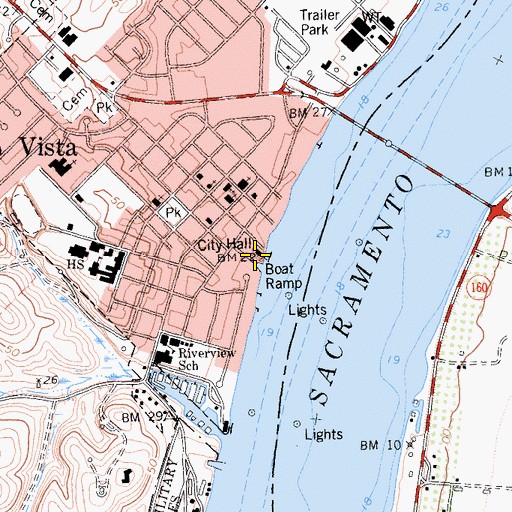 Topographic Map of Rio Vista City Hall, CA