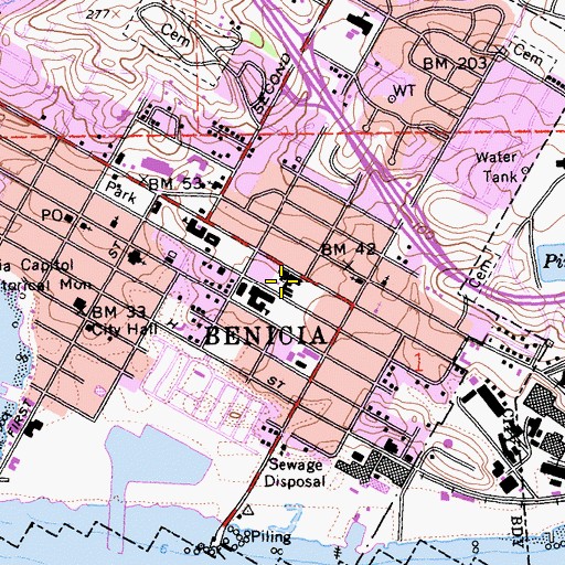 Topographic Map of Mills Elementary School (historical), CA
