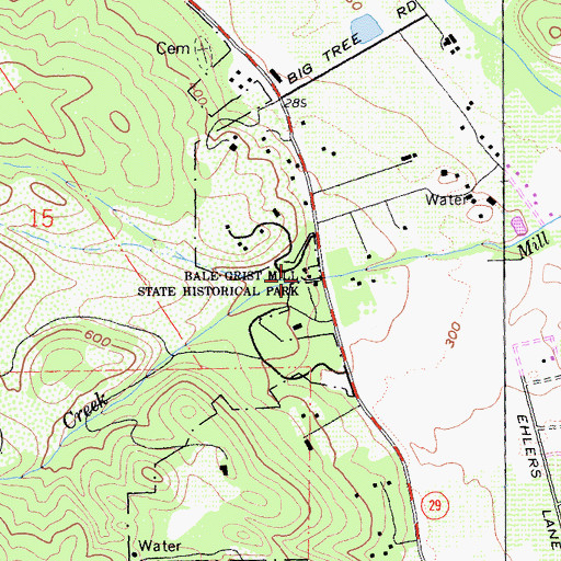 Topographic Map of Bale Mill, CA