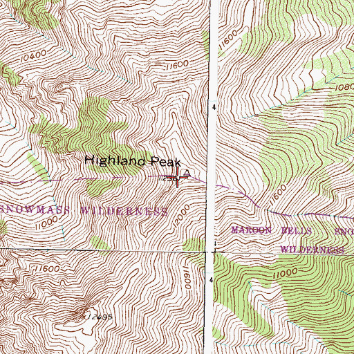 Topographic Map of Highland Peak, CO