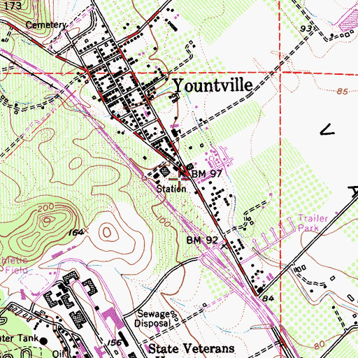 Topographic Map of Yountville Post Office, CA