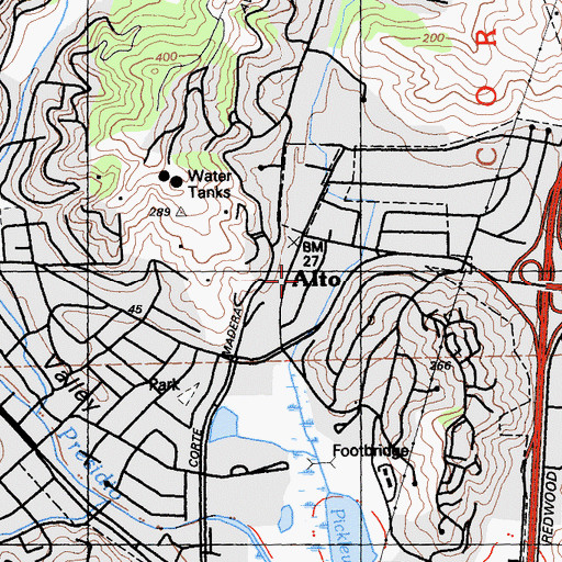 Topographic Map of Mill Valley Post Office, CA