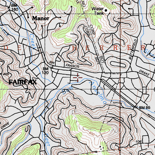 Topographic Map of Fairfax Post Office, CA