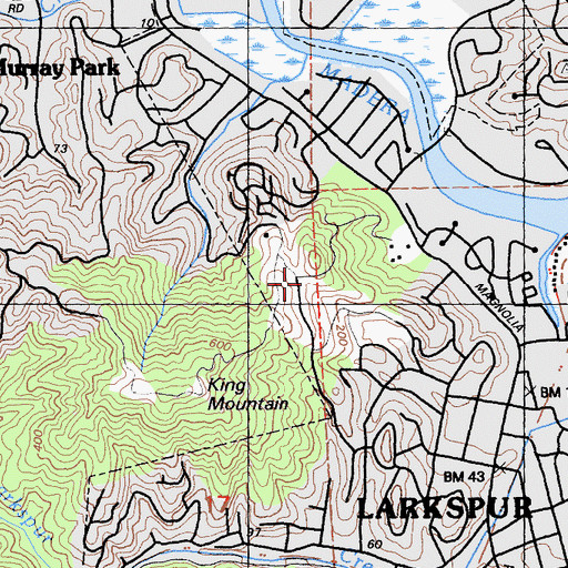 Topographic Map of King Mountain Preserve, CA