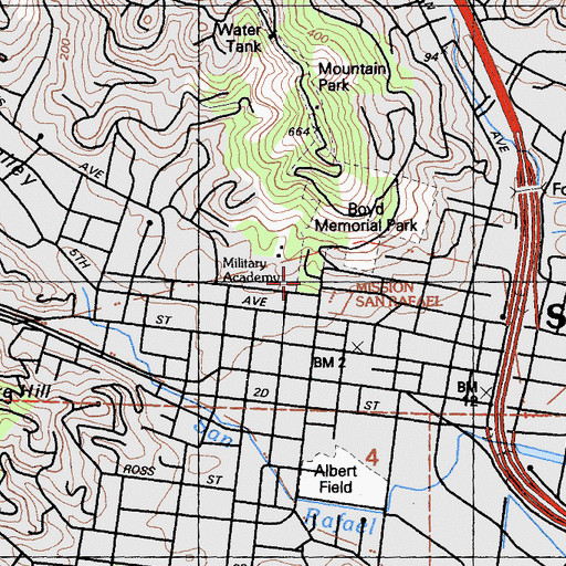 Topographic Map of Marin County Historical Society Museum, CA