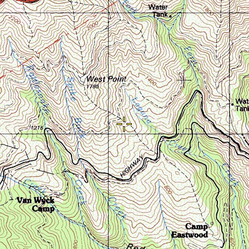 Topographic Map of West Point Trail, CA
